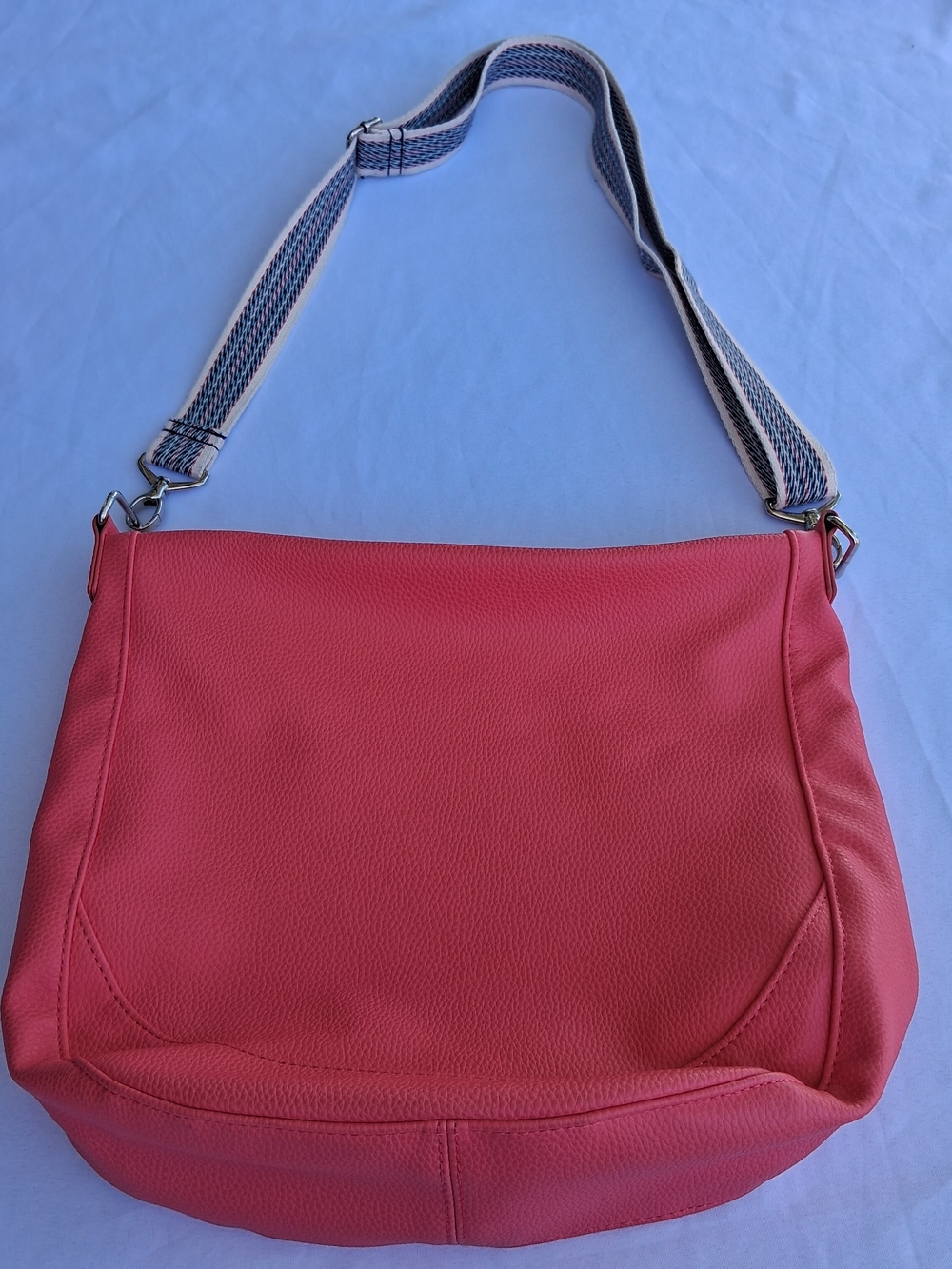 Jewell By Thirty One Women's Coral Crossbody Bag with Striped Adjustable Strap